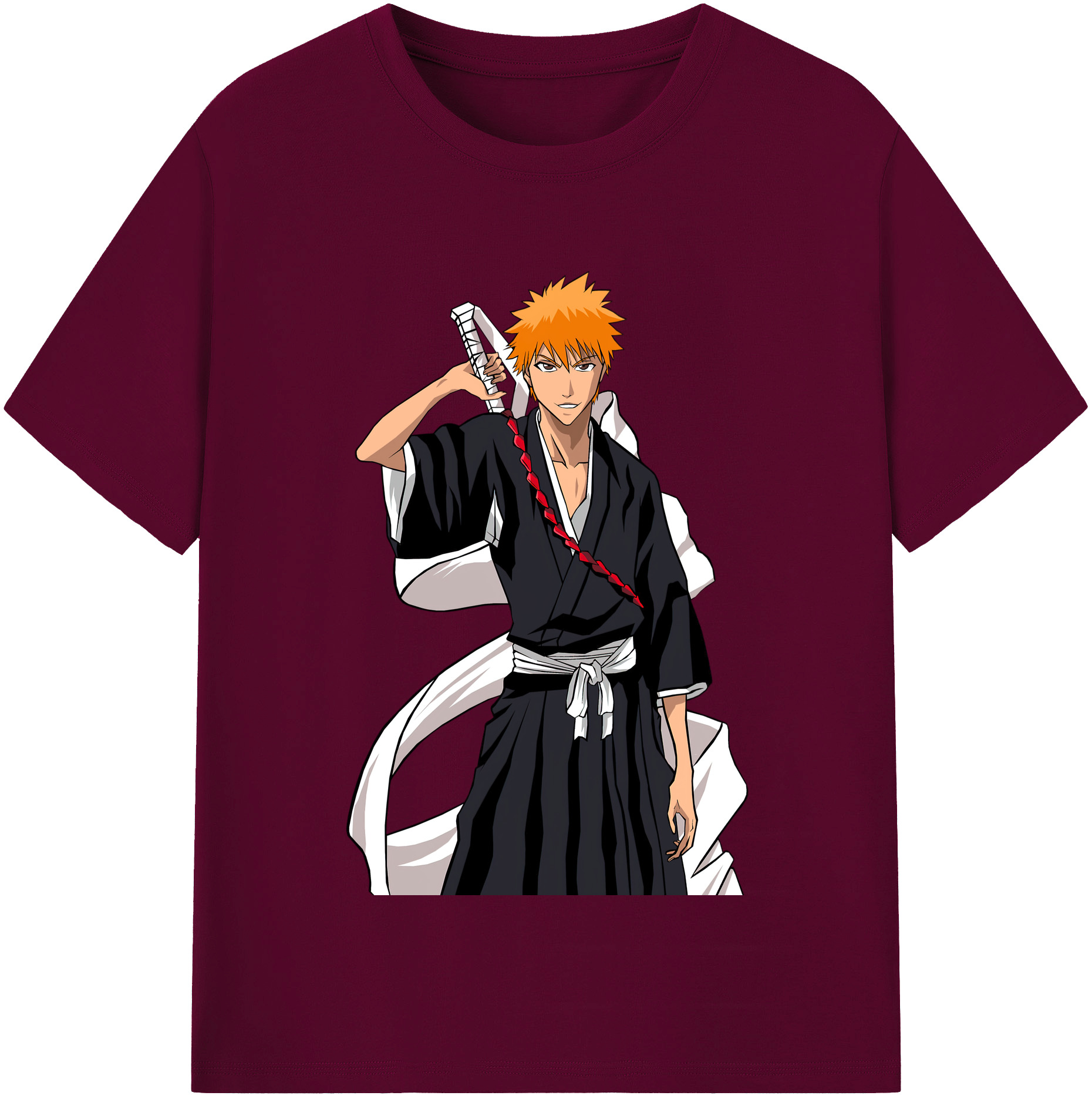 （画像用） ブリーチ 黒崎一護（くろさき いちご）BLEACH Kurosaki Ichigo レディースカジュアルプリントTシャツ（綿100％）